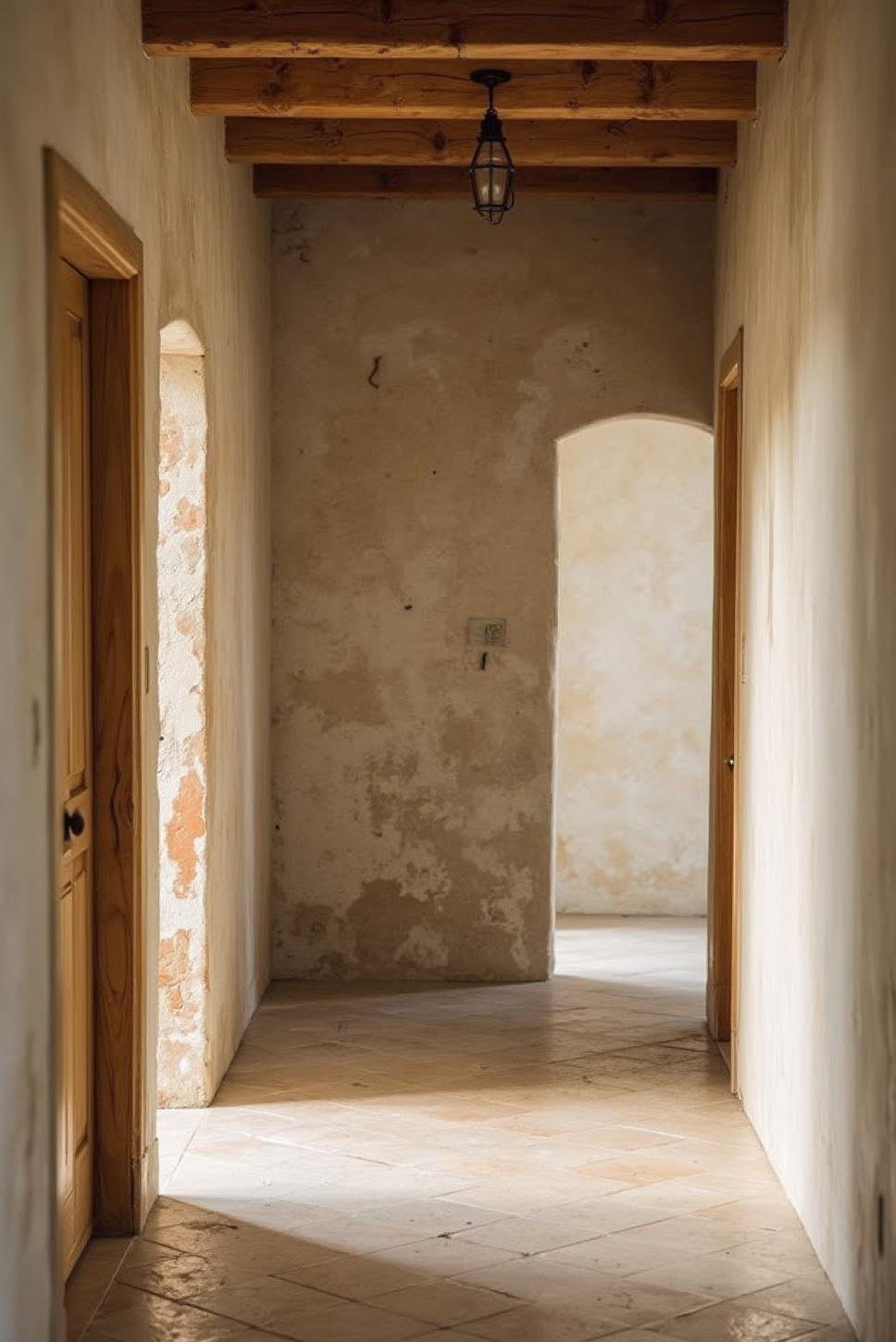 Lime Wash & Stucco Interior Walls: Hallway Feature Wall