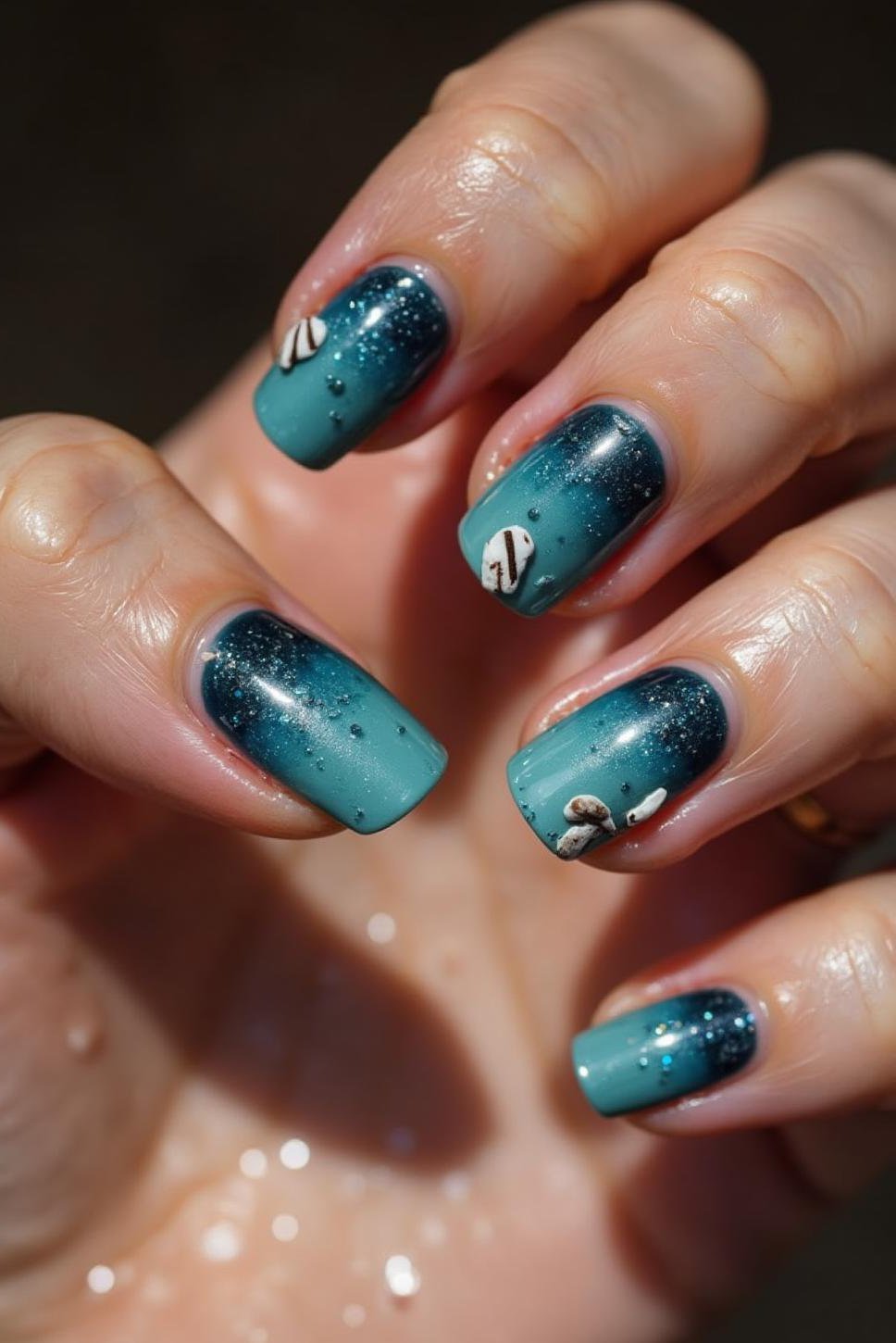 Shimmering Mermaid Nail Art: Blue Nail Designs