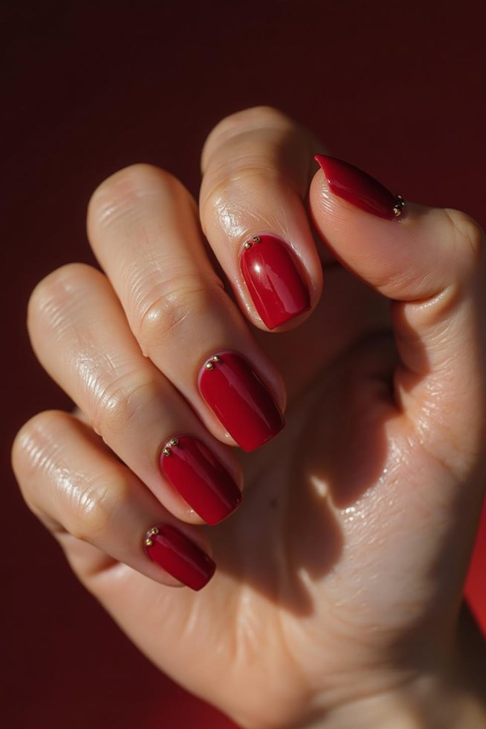 Red Gold Valentine Nails: Chic Almond Nail Designs