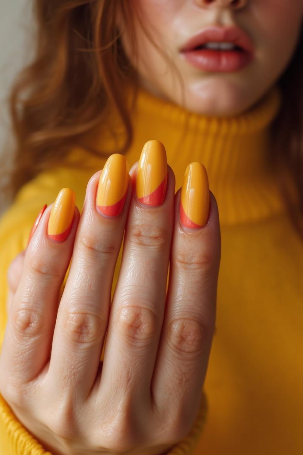 Sunny Yellow & Coral Summery Nails