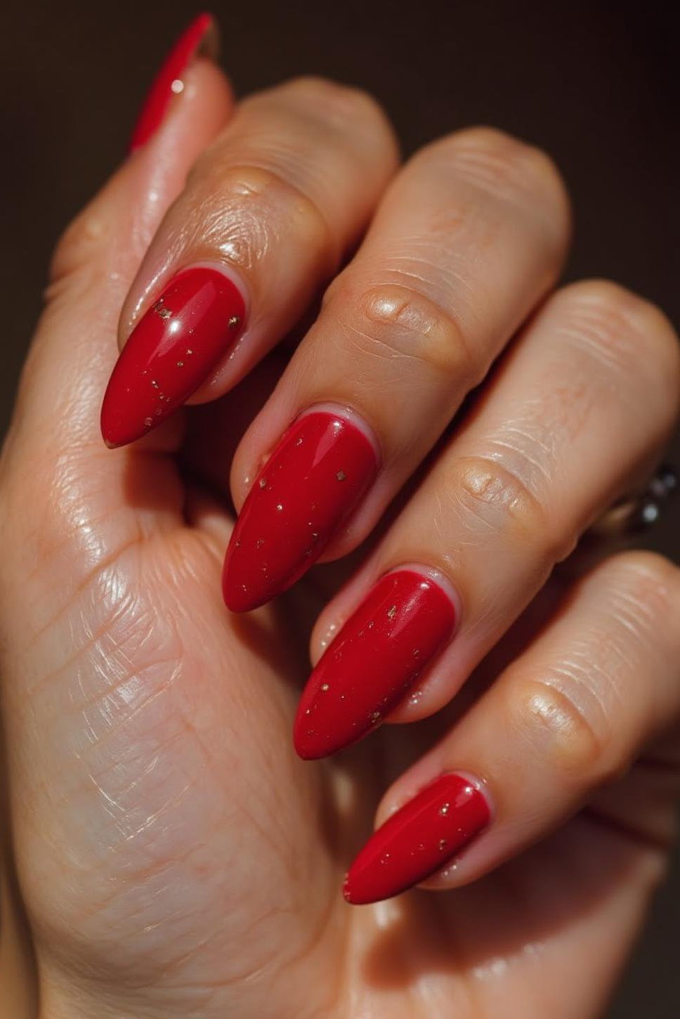 Distressed Red Almond Nails: Vintage Valentine Nail Art