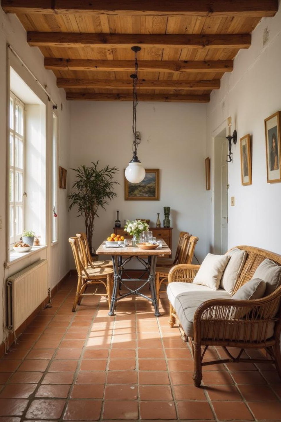 Mediterranean Small Living Room Dining Room Combo