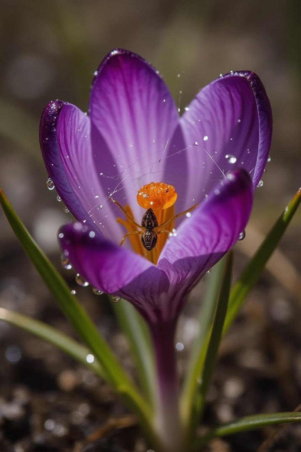 Macro Flower Photography: Water Droplets on Crocus