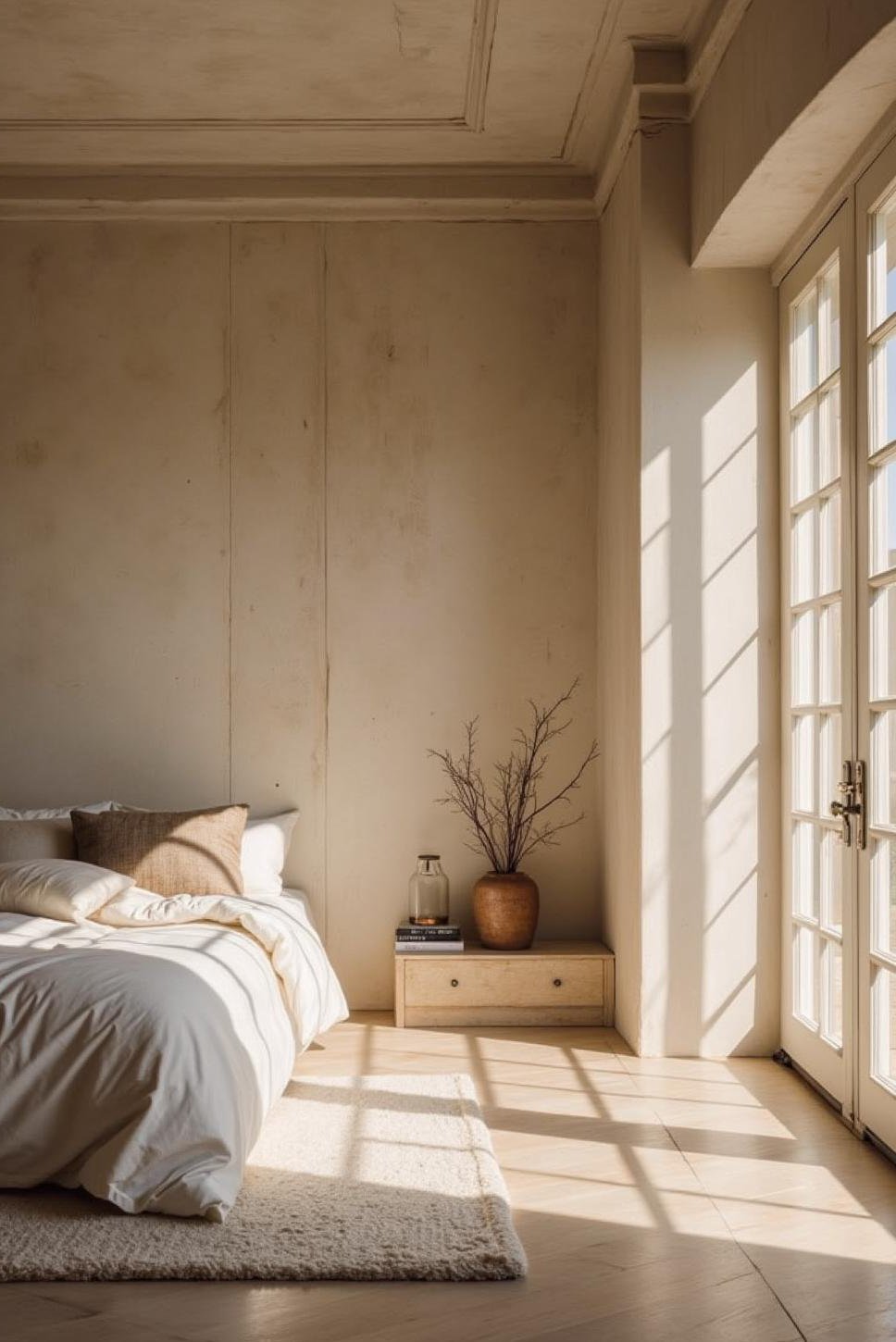 Elegant Venetian Plaster Walls: Master Bedroom Retreat