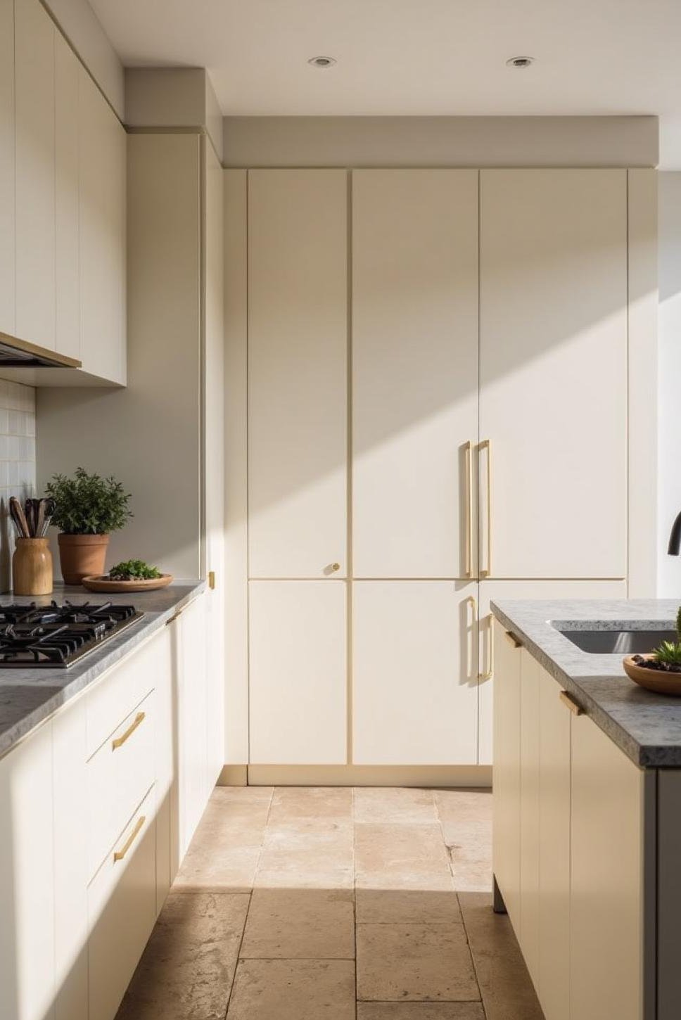 Handleless Cream Kitchen Cabinets: Minimalist & Airy