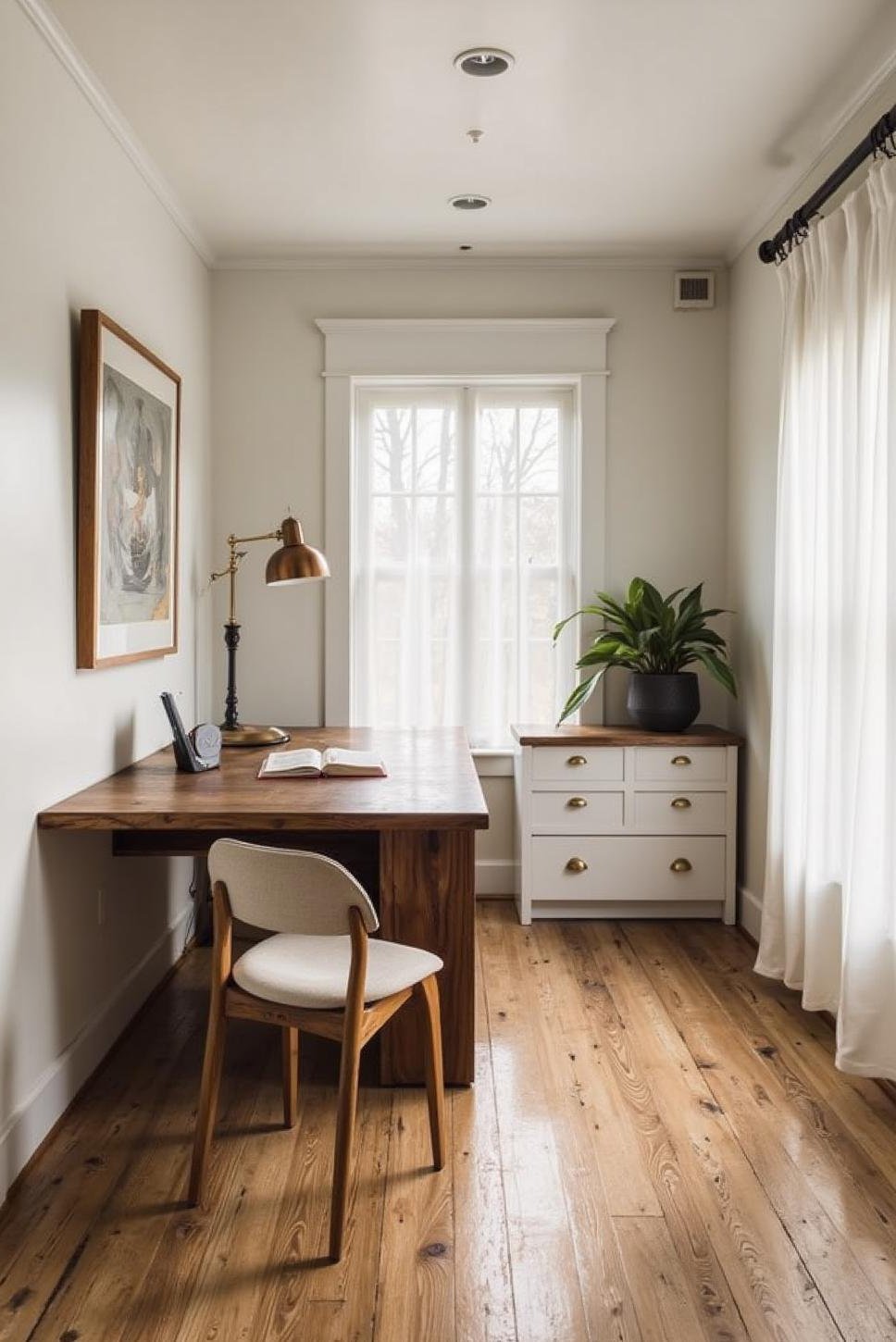 Modern Farmhouse Office: Sleek Built-Ins & Neutral Style