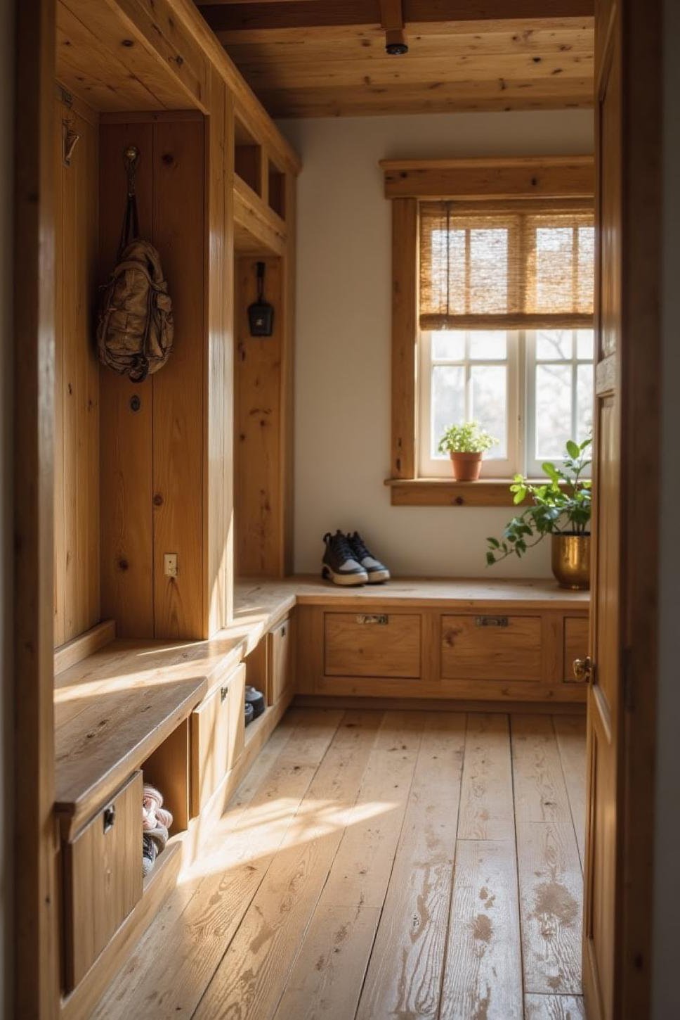 Illuminated Minimalist Mudroom: Small Entryway Design