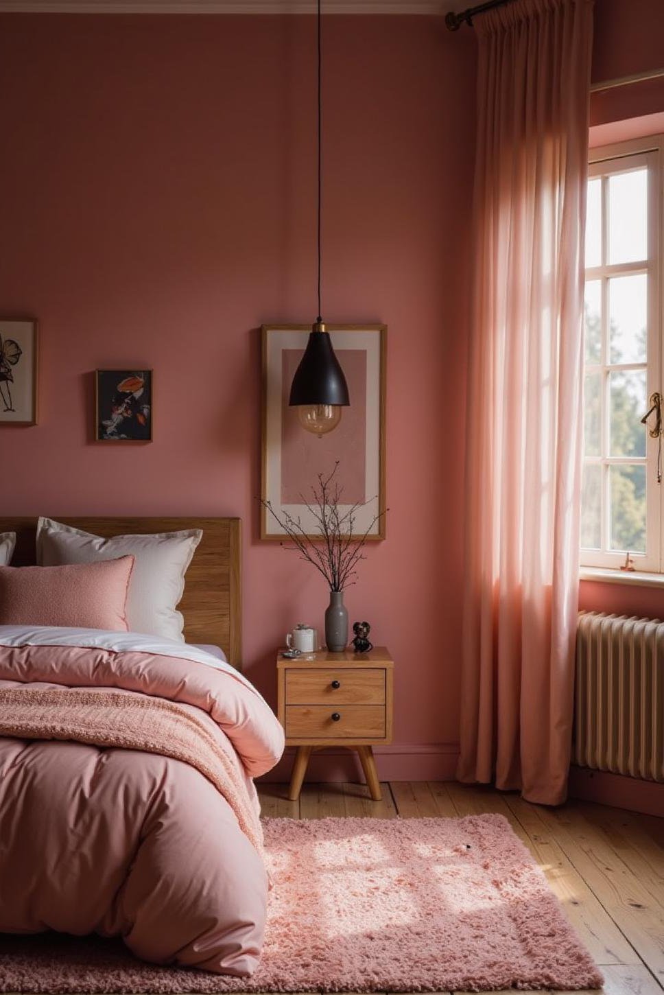 Minimalist Pink and Black Bedroom: Modern & Chic