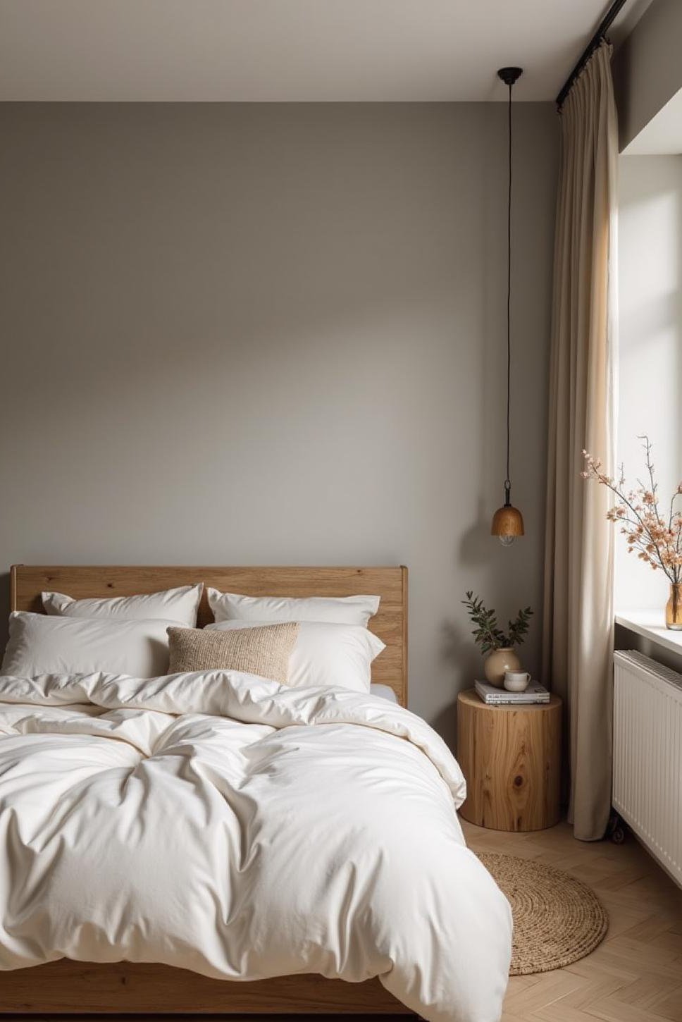 Calming Grey & White Scandinavian Bedroom