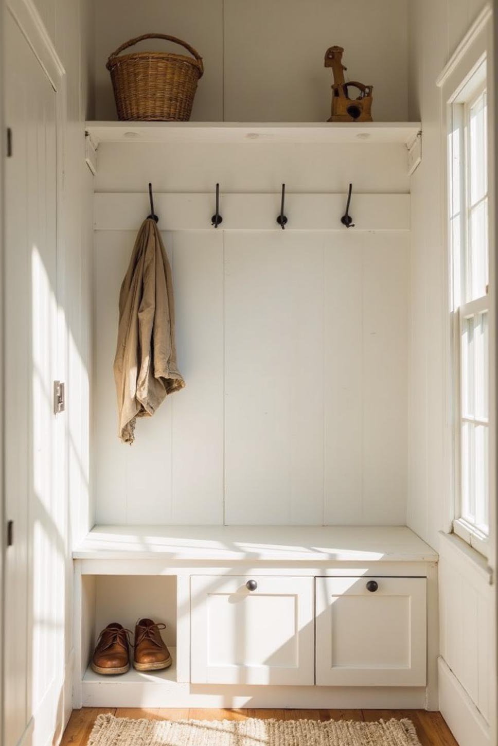 Sleek Minimalist Mudroom with Built-in Storage