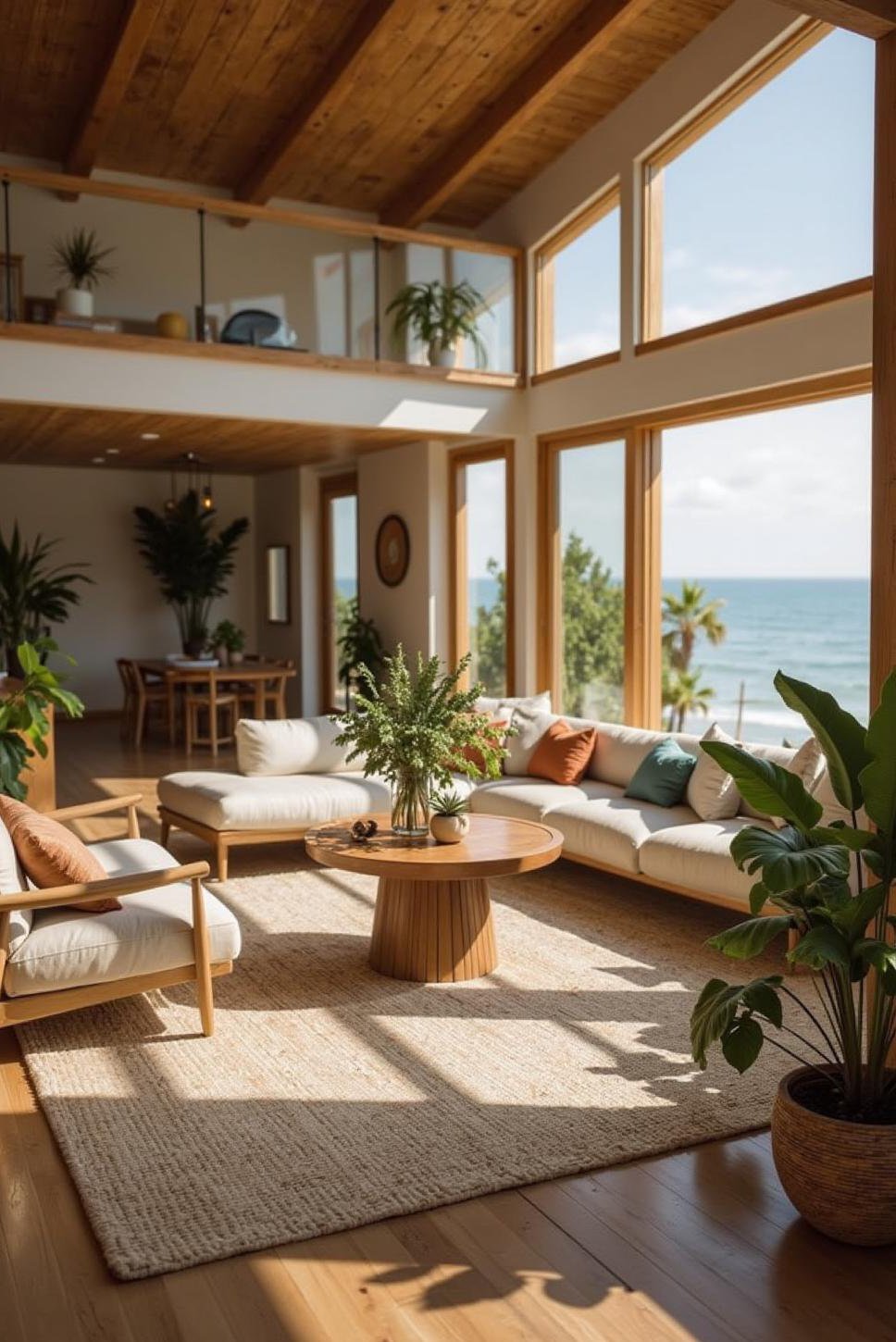 Modern Beach House Living Room: Biophilic Design