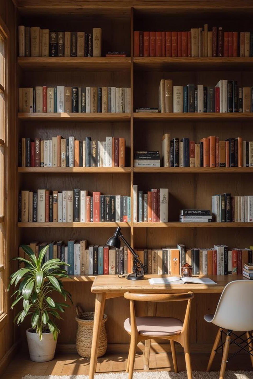 Sleek Modern Bookshelf Wall: Contemporary Home Office