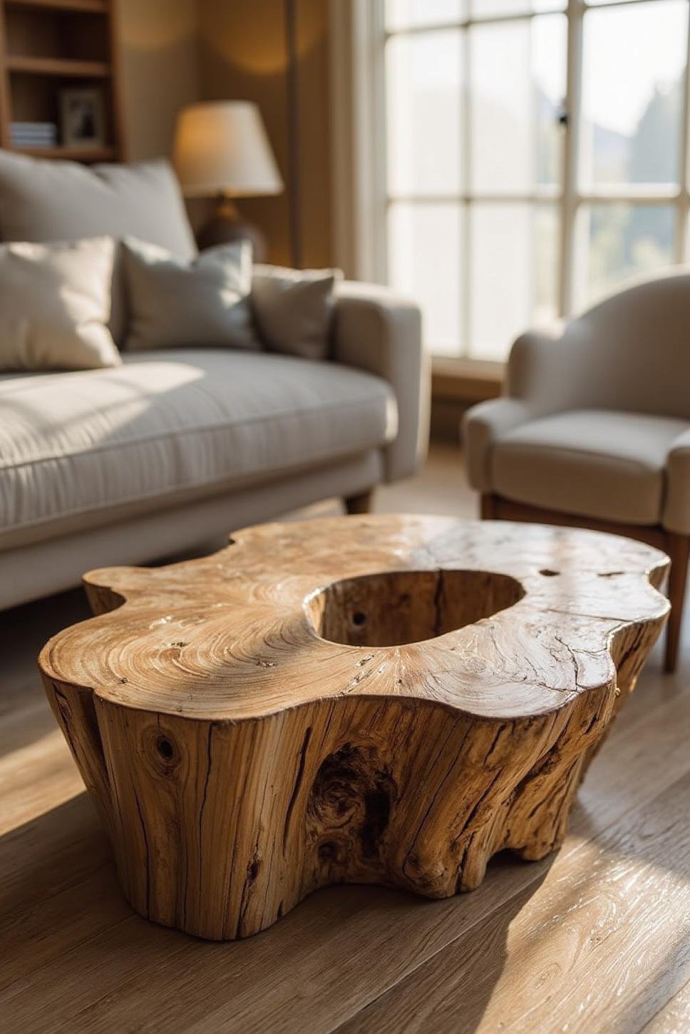 Driftwood Round Coffee Table: Modern Rustic Decor