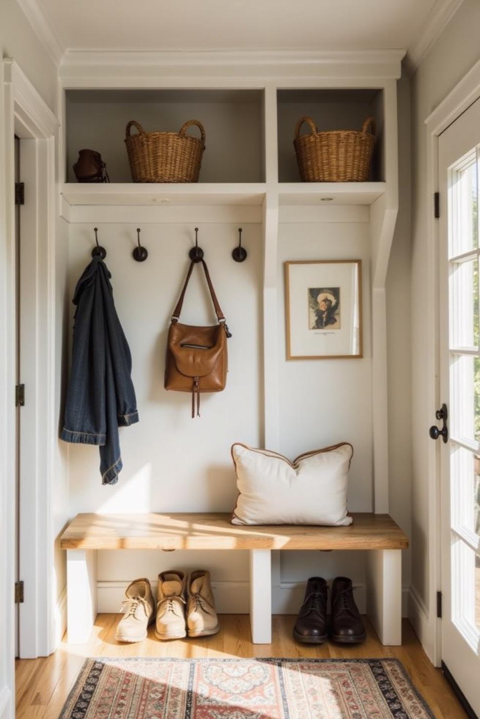 Tranquil Minimalist Mudroom: Small Space, Big Impact