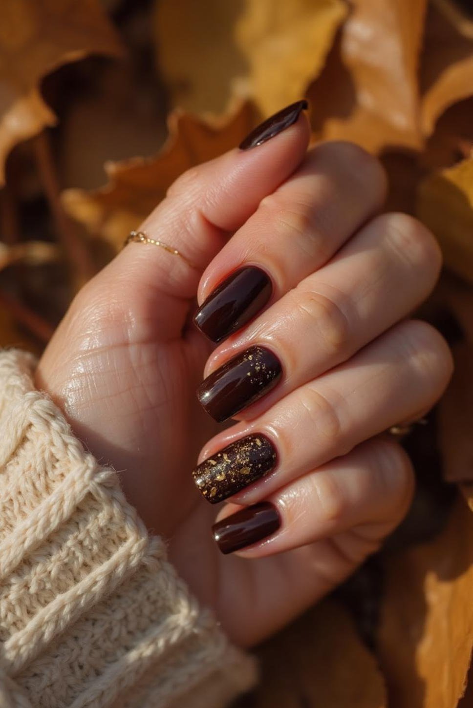 Autumn Brown French Tips: Classy Acrylic Nails