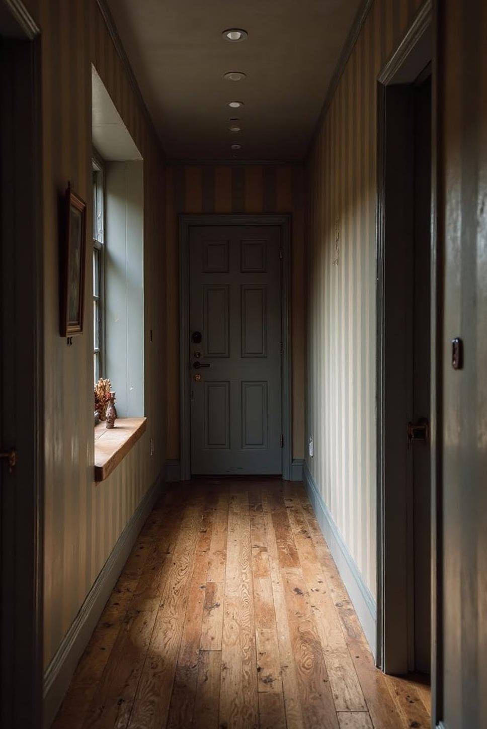 Dark Grey Hallway: Vertical Stripes, Space Illusion