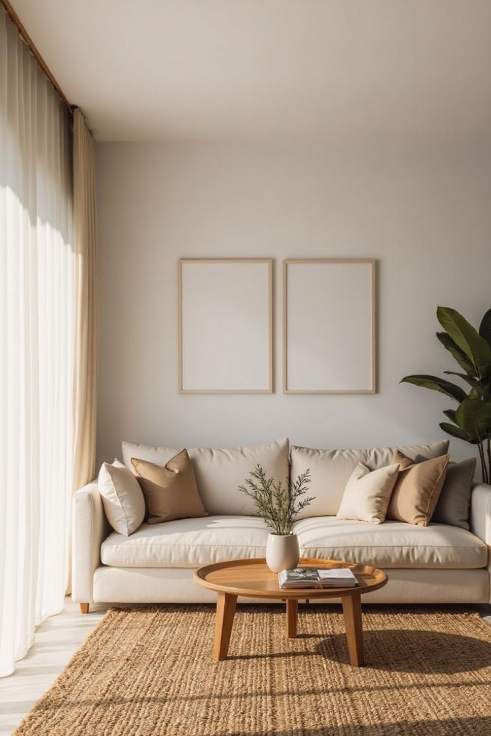 Serene Neutral Coastal Living Room Design