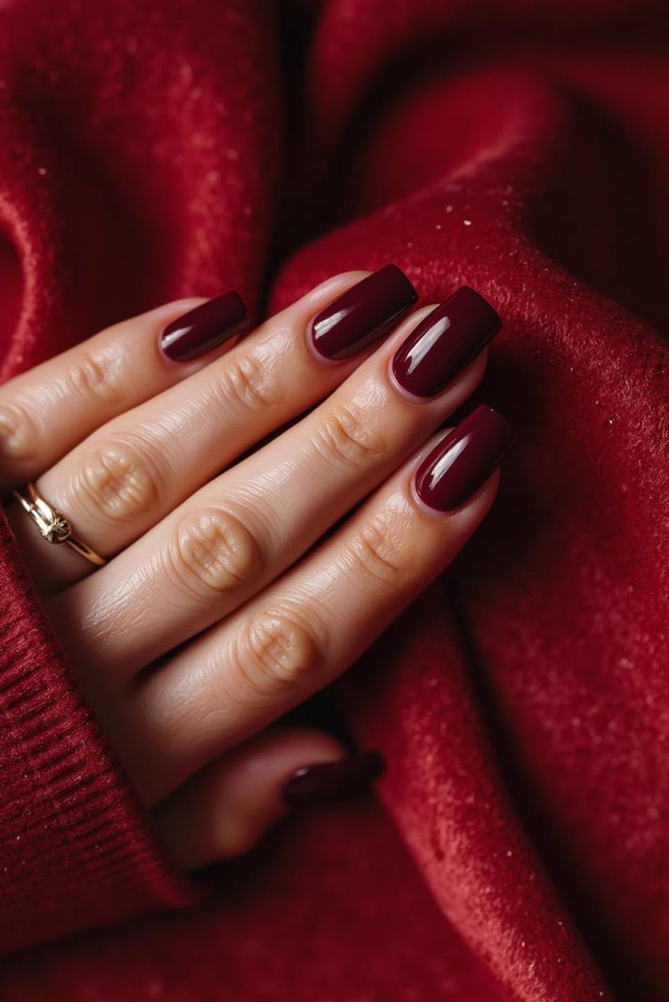 Chic Burgundy Square Gel Nails: Short & Simple