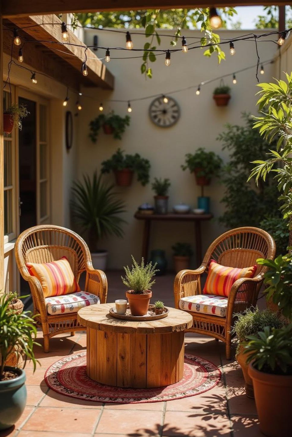 Bohemian Patio Inspiration: Vibrant Colors & String Lights