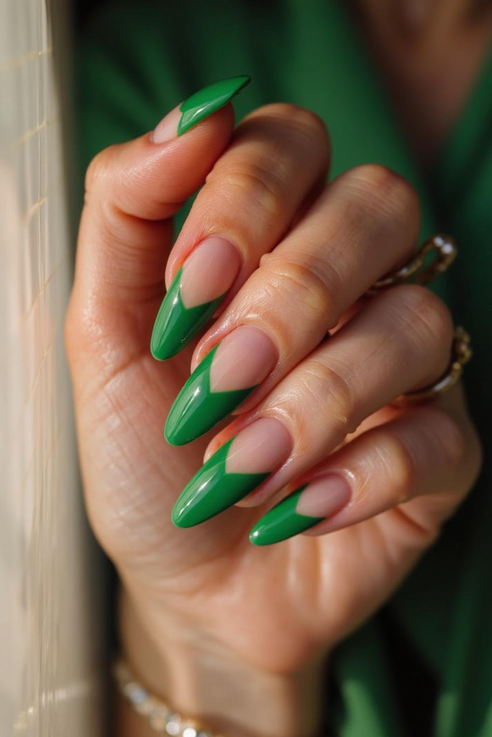 Emerald Green French Tip: St. Patrick's Day Acrylic Nails