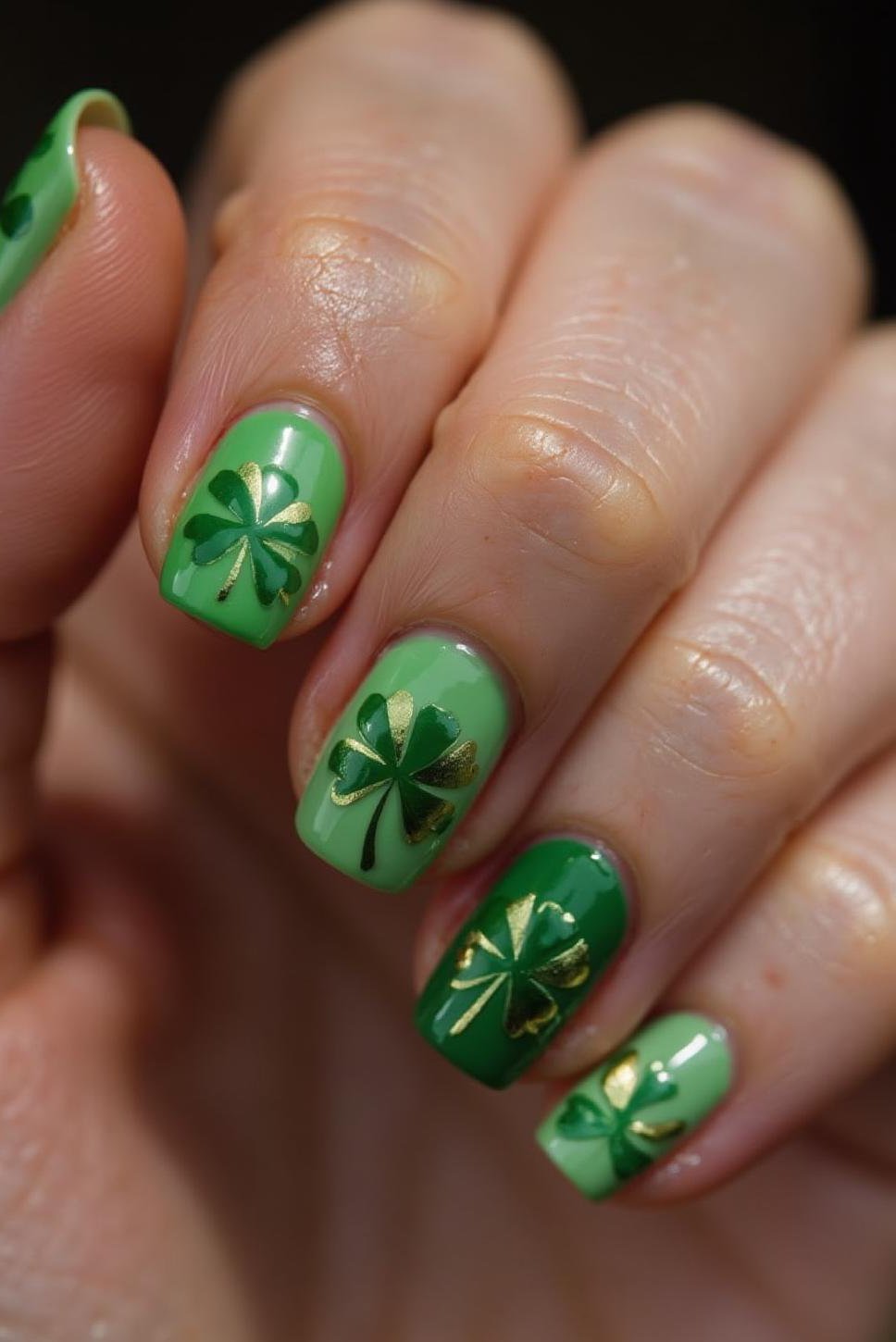 Textured Shamrock Nails: 3D St. Patrick's Day Design