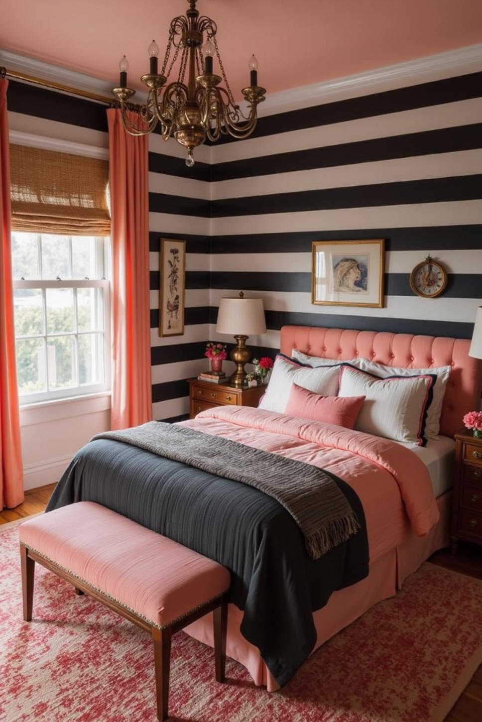 Nautical Glam: Pink & Black Bedroom Ideas
