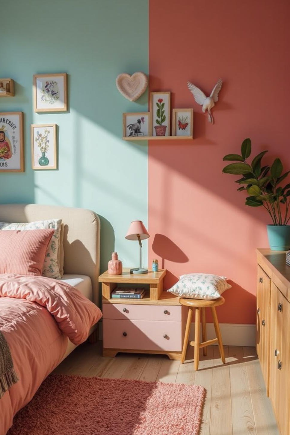 Coral Pink & Turquoise: Playful Bedroom Color Combo