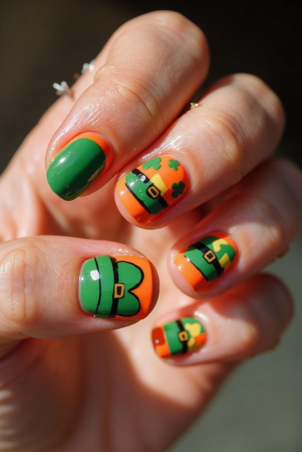 Cute Cartoon Leprechaun St. Patrick's Day Nails