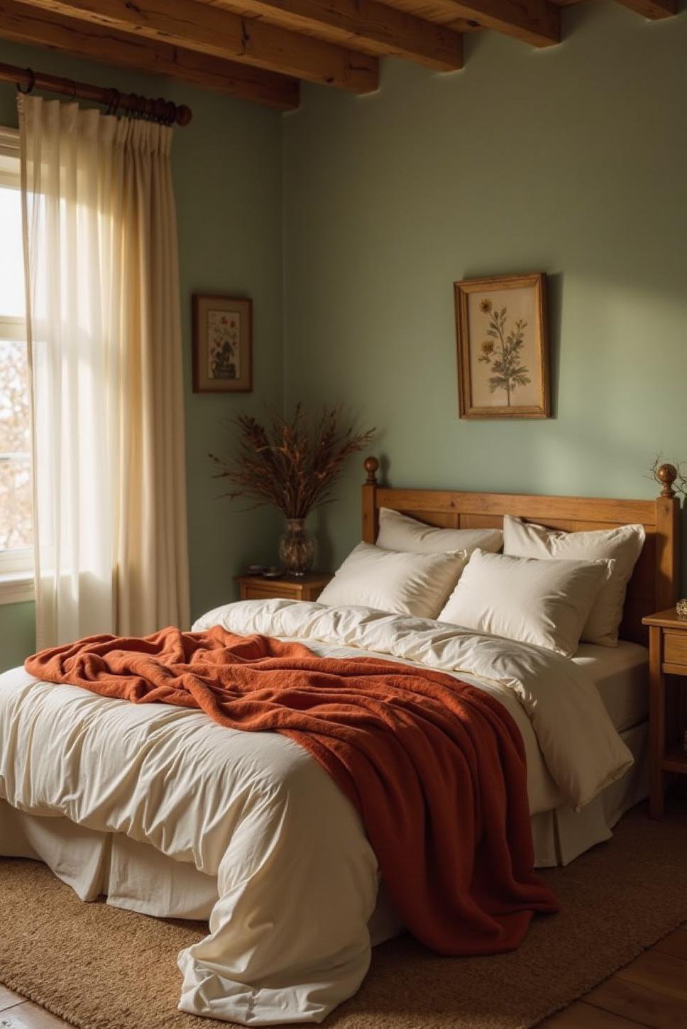 Romantic Green and Terracotta Bedroom Ideas