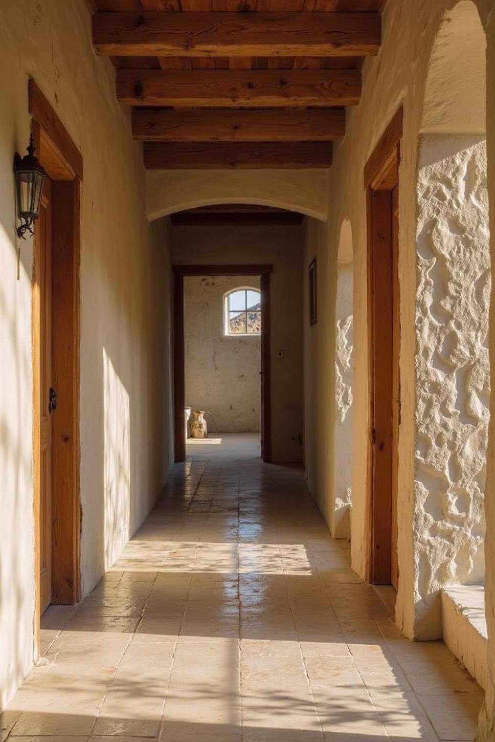 Rustic Entryway: Textured Stucco Interior Walls