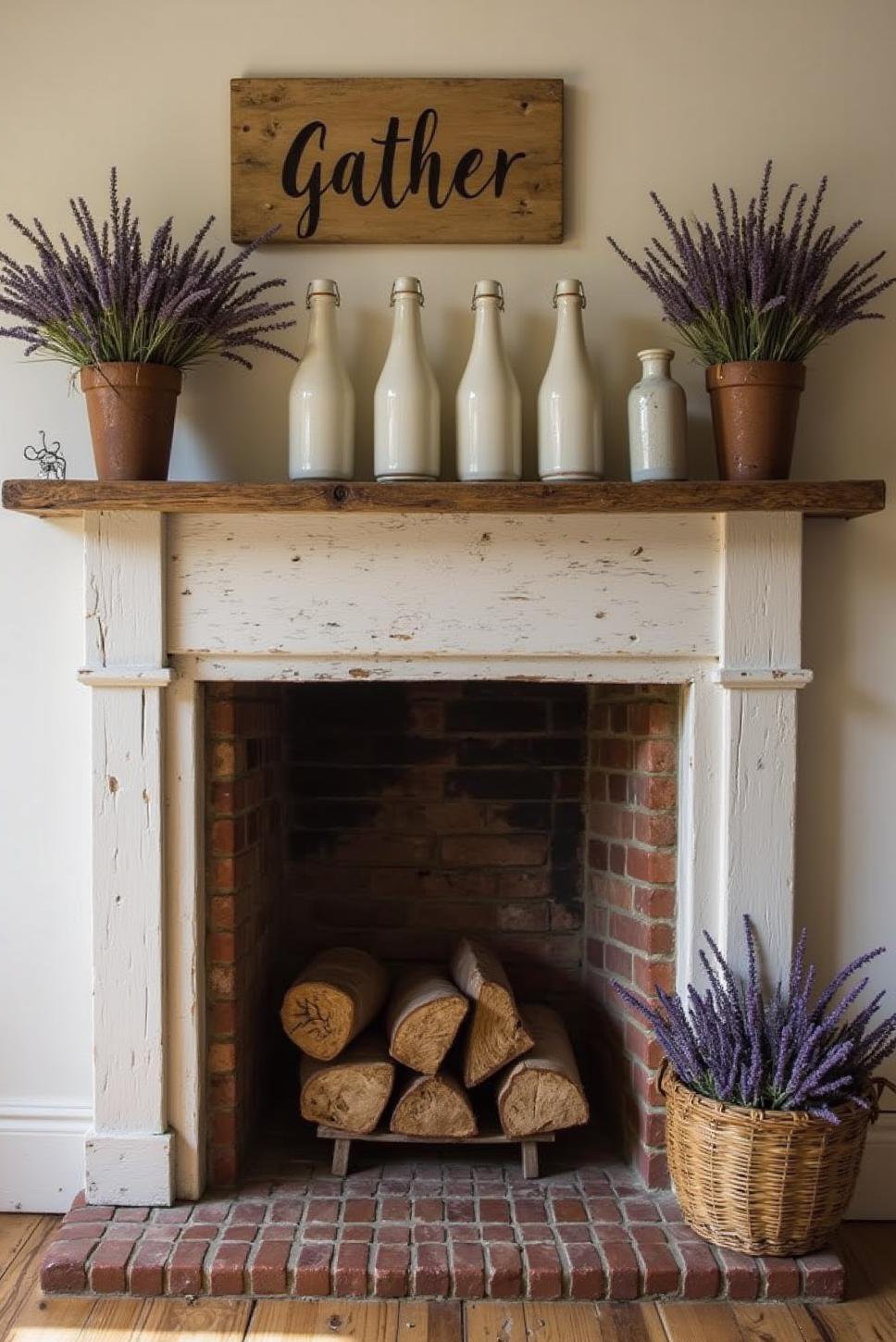 Rustic Farmhouse Fireplace Mantle Decor: Spring Theme