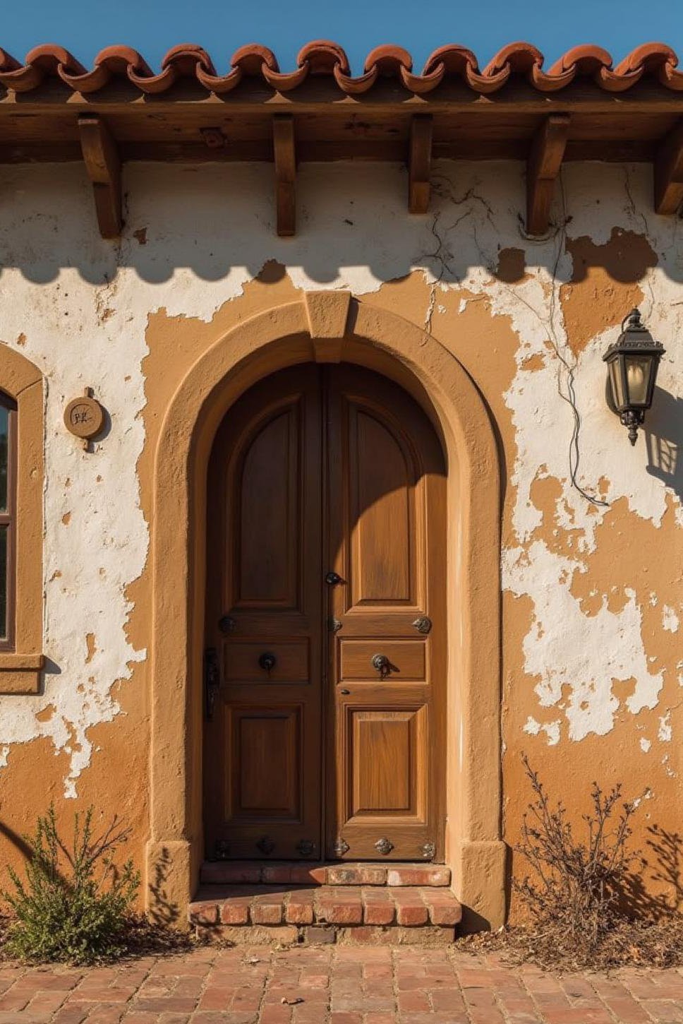 Rustic Spanish Mediterranean Home Exterior with Terracotta Roof