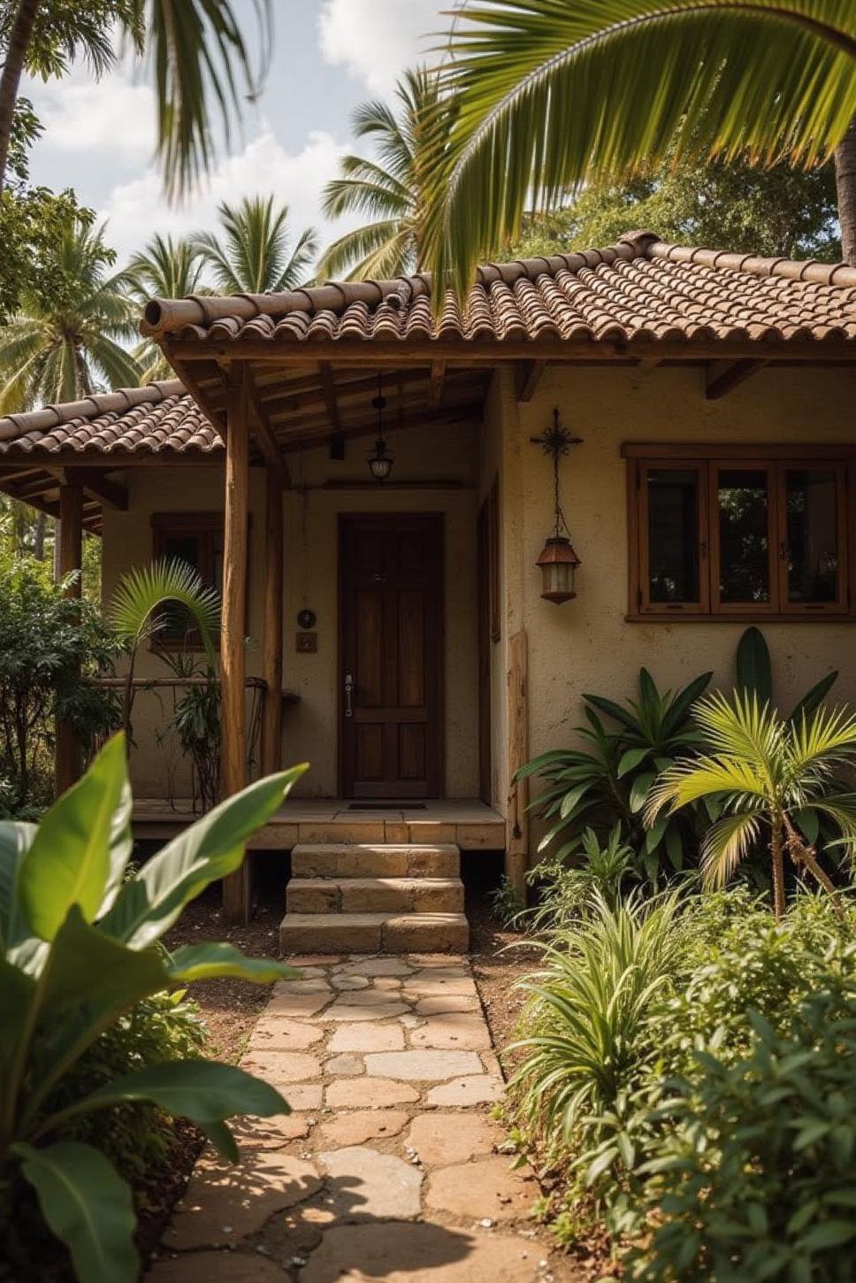 Rustic Tropical House Exterior:  Natural Charm