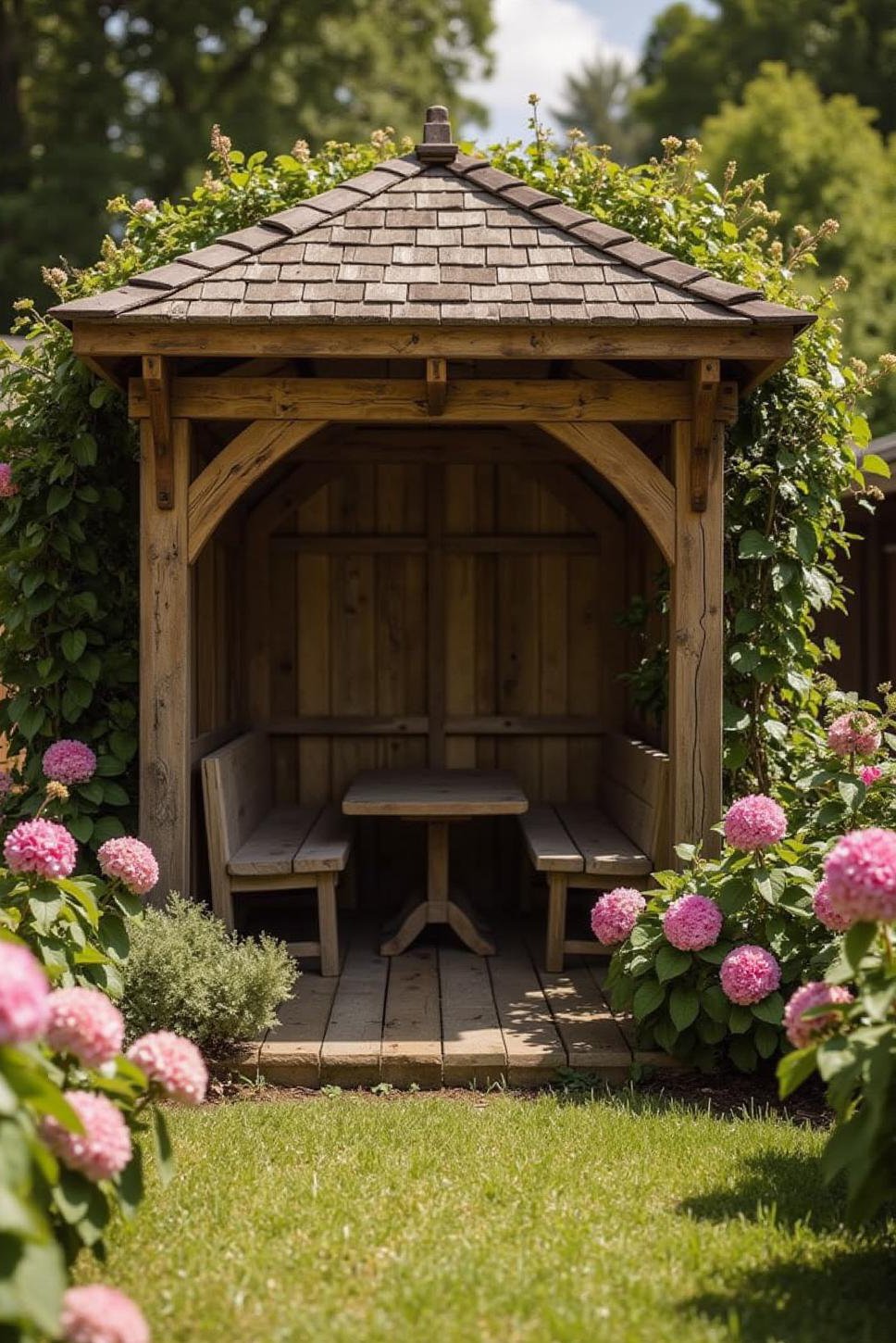 Rustic Wooden Gazebo: Backyard Renovation Ideas