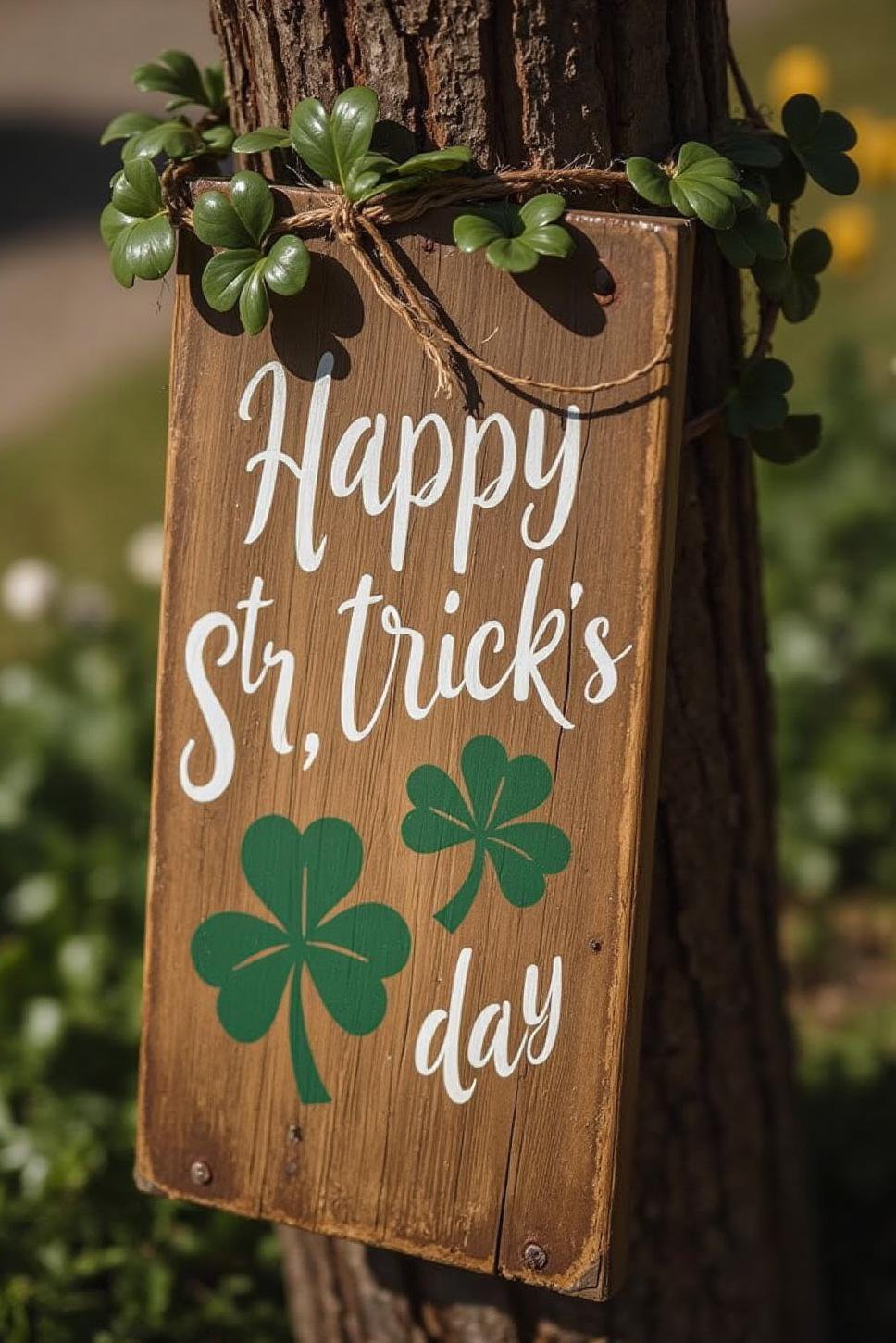 Rustic St. Patrick's Day Sign with DIY Garland