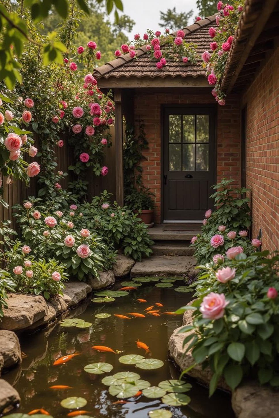 Classic English Secret Garden: Roses & Hidden Pond