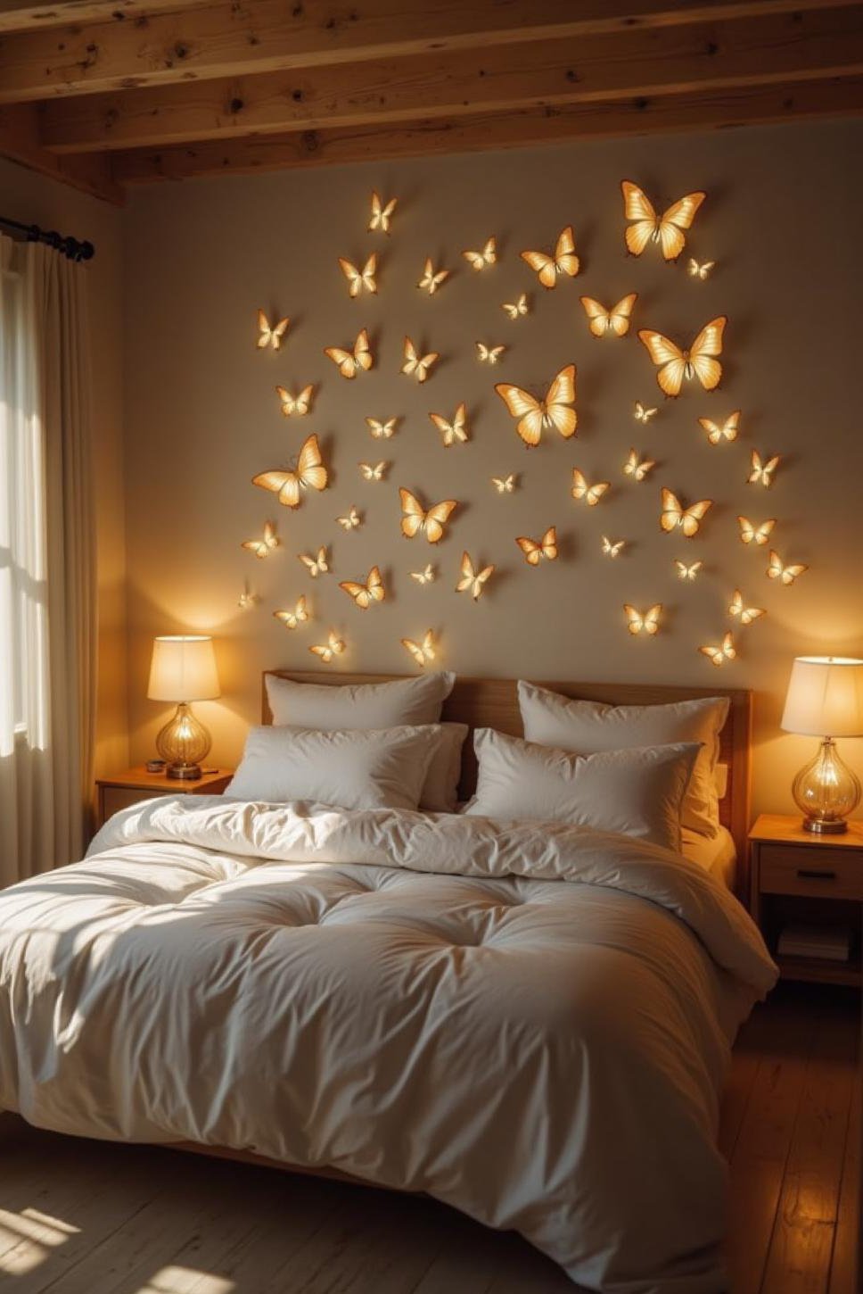 Serene Butterfly Bedroom: 3D Butterfly Wall Art