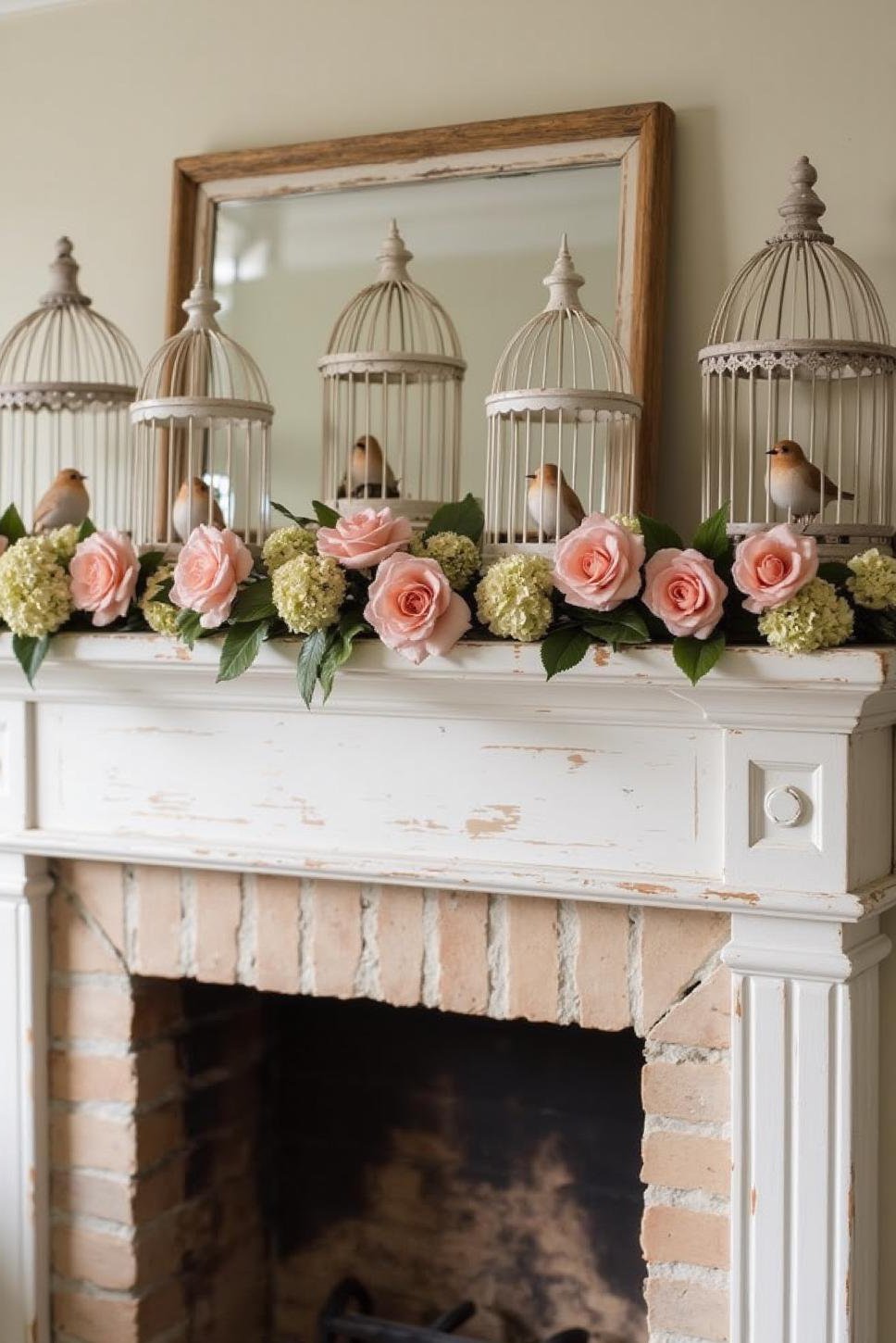 Romantic Shabby Chic Fireplace Mantle Decor