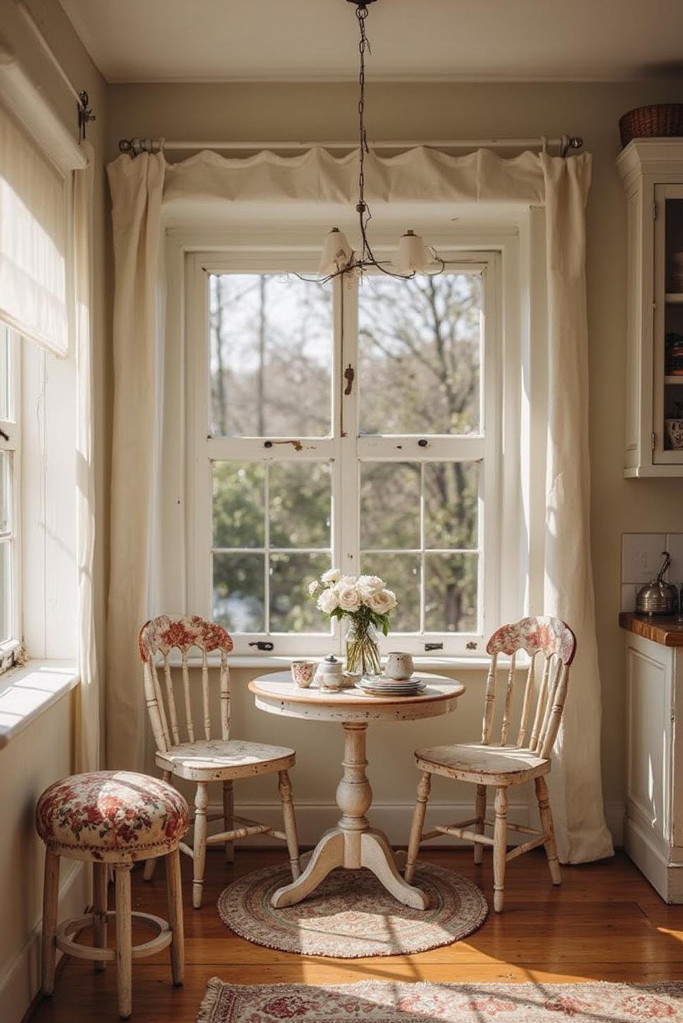 Shabby Chic Rectangle Living Room & Dining Combo