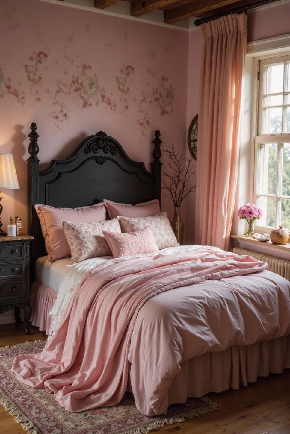 Romantic Shabby Chic Pink & Black Bedroom Decor