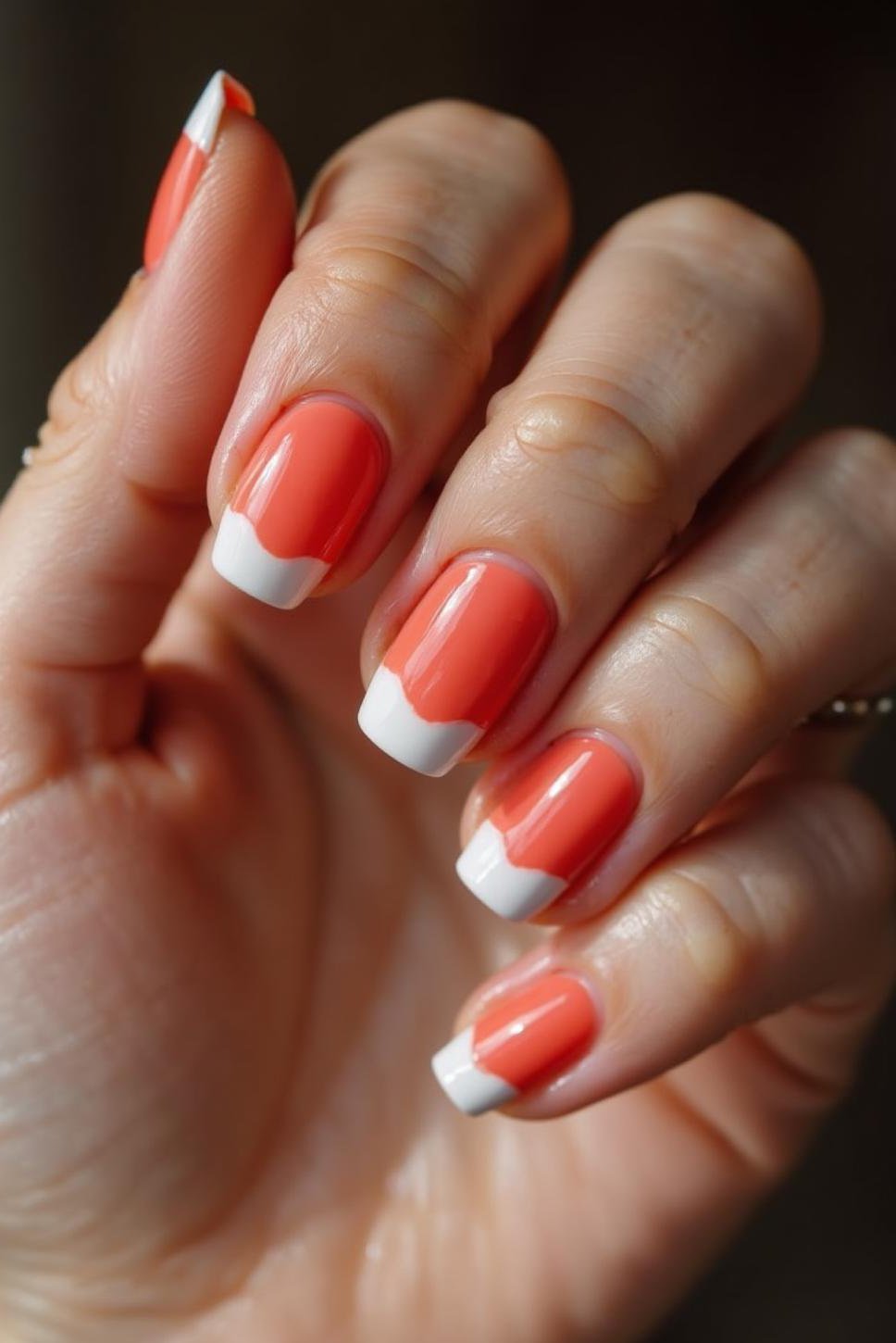 Coral French Tip: Chic Teacher Back to School Nails