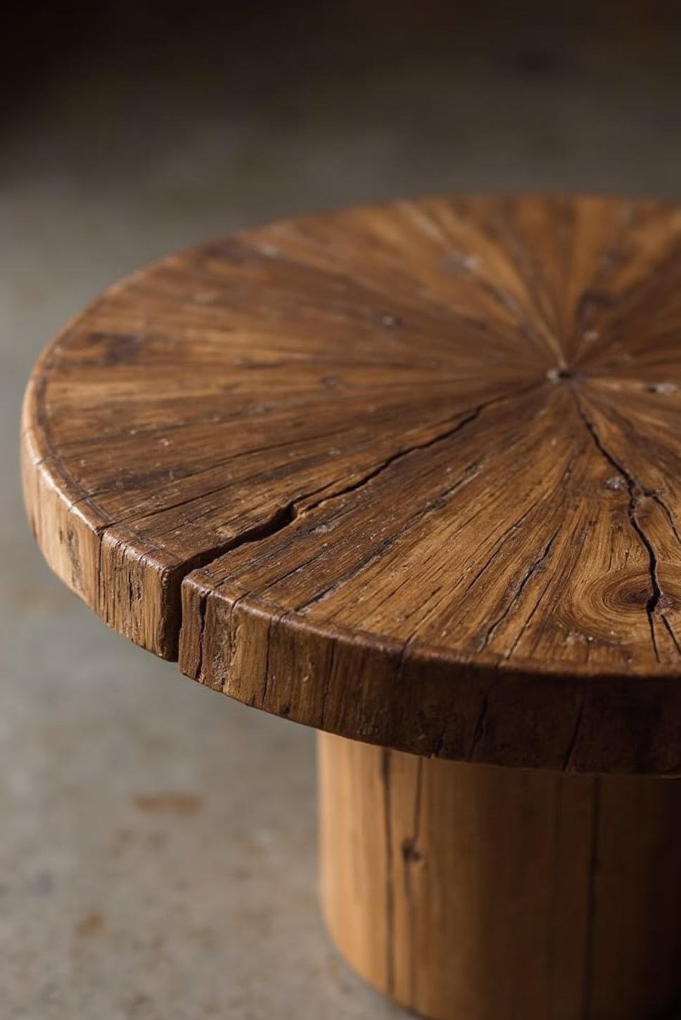 Rustic Round Coffee Table: Reclaimed Barn Wood Charm