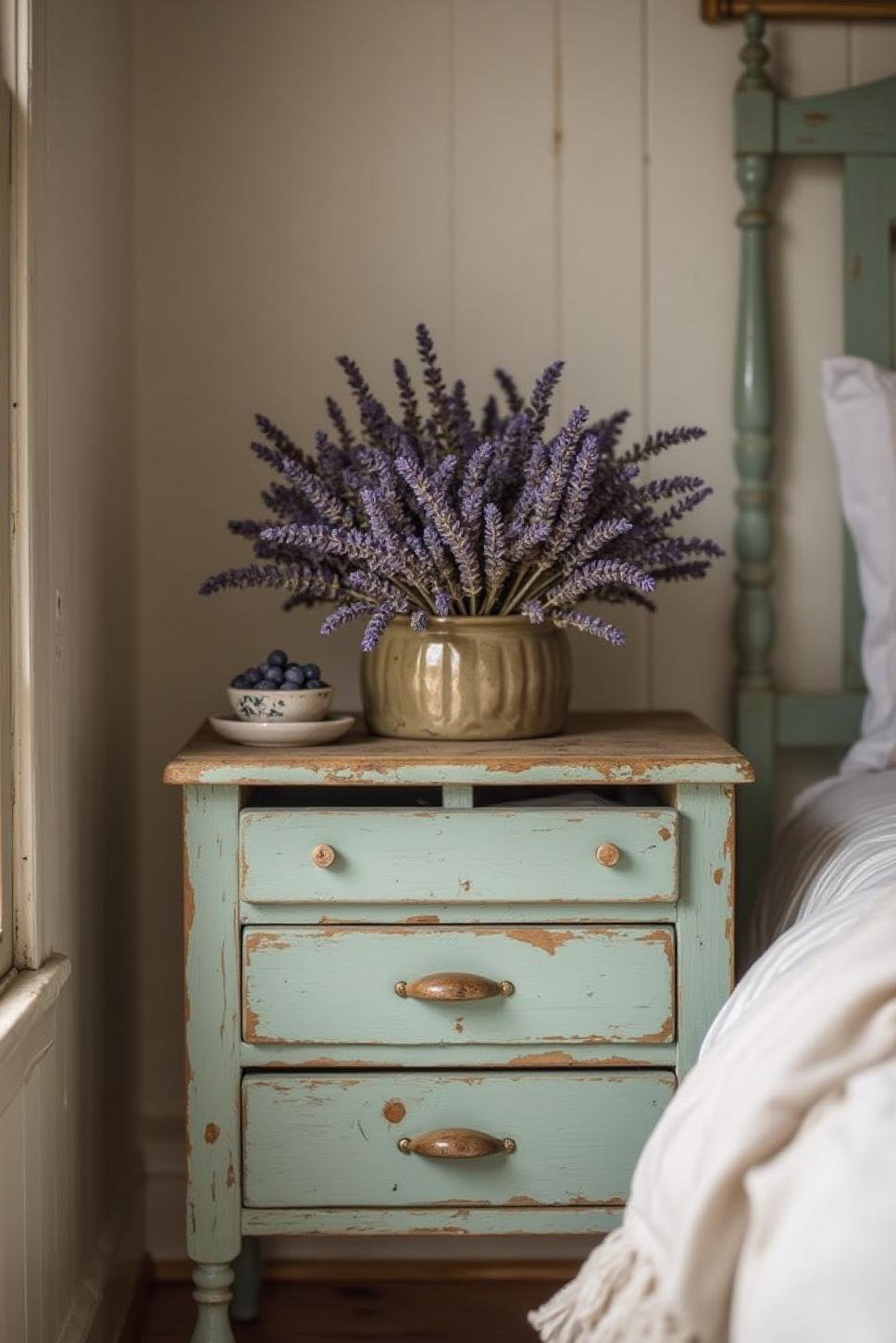 Sage Green Vintage Crate: DIY Farmhouse Bedroom Decor