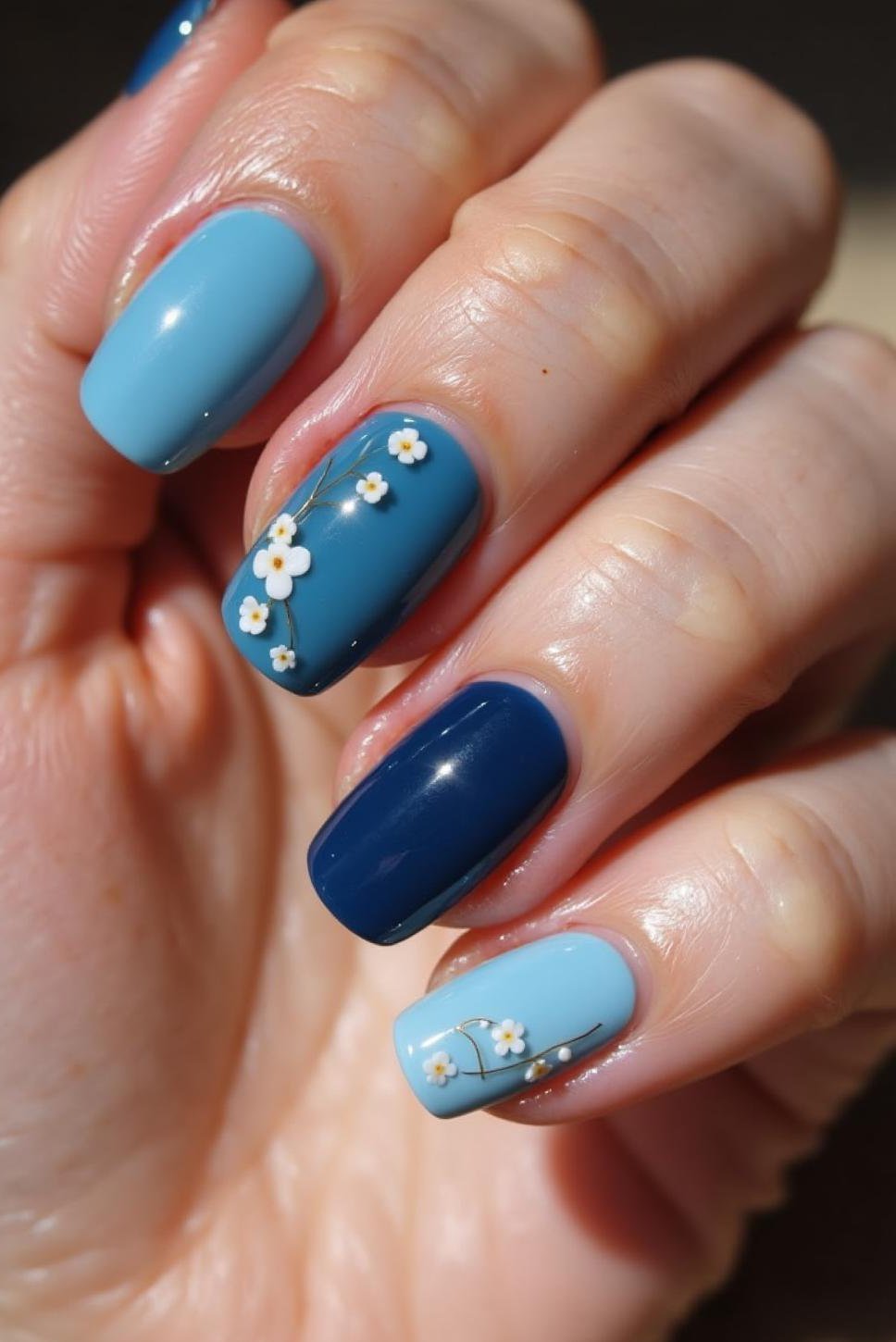 Girly Acrylic Blue Nail Designs: Summer Cruise Nails