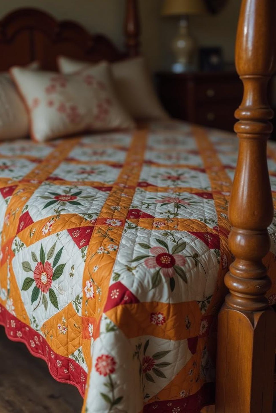 Vintage Grandma Quilt & Antique Farmhouse Bed