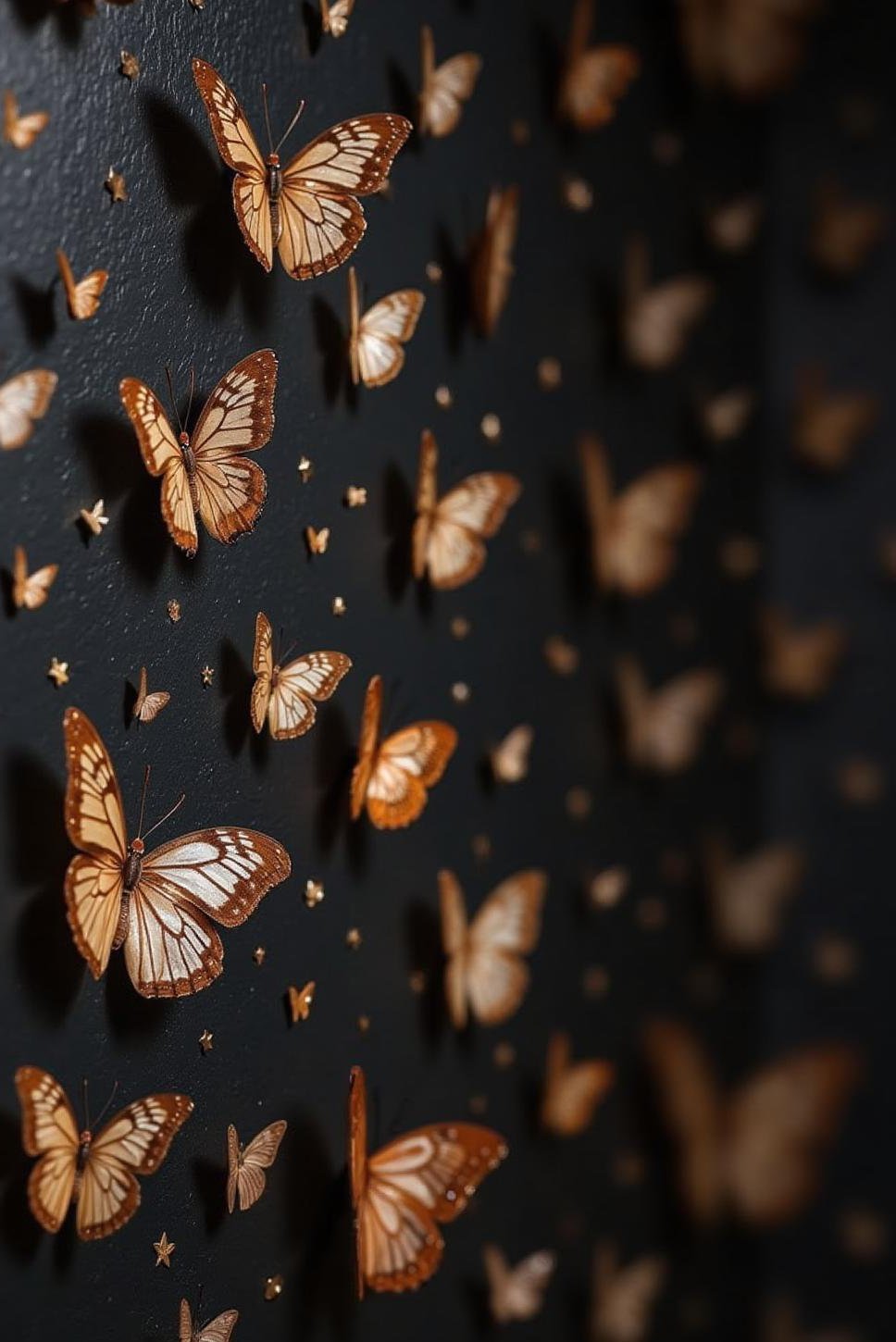 Shimmering Butterfly Decals: Dramatic Dark Wall Decor