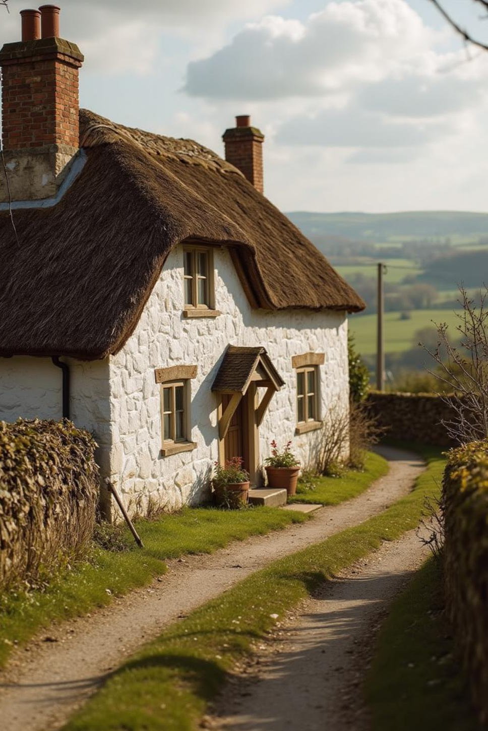 Charming Whitewashed English Cottage Exterior