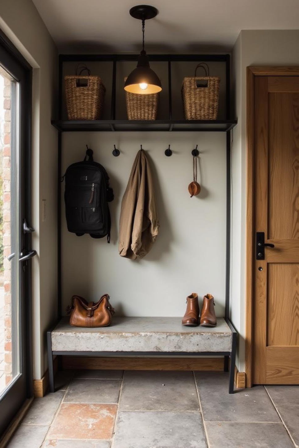 Sleek Minimalist Mudroom: Industrial Design Ideas