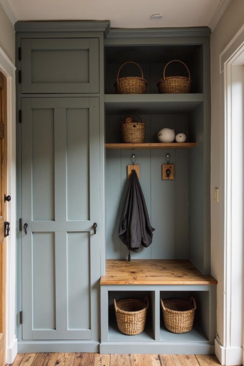 Modern Minimalist Mudroom:  Floor-to-Ceiling Storage