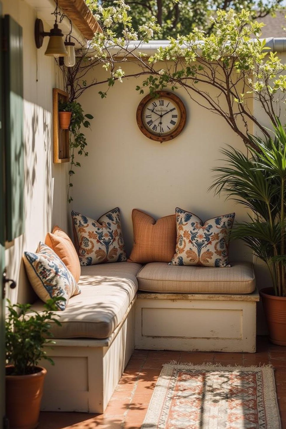 Cozy Townhouse Patio: Built-in Bench & Small Space